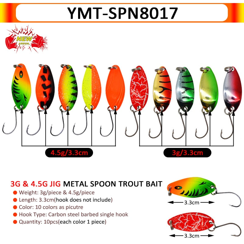 7/9/10Pcs Trout Bait 2.5g/2.6g/3g/3.2g/3.5g/5g Metal Spoon Fishing Lure Wobbler Casting Jigging Tackle Accessories Pesca Chub