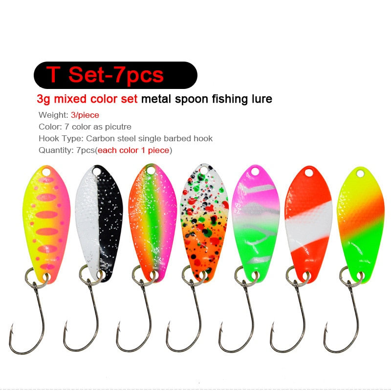 7/9/10Pcs Trout Bait 2.5g/2.6g/3g/3.2g/3.5g/5g Metal Spoon Fishing Lure Wobbler Casting Jigging Tackle Accessories Pesca Chub