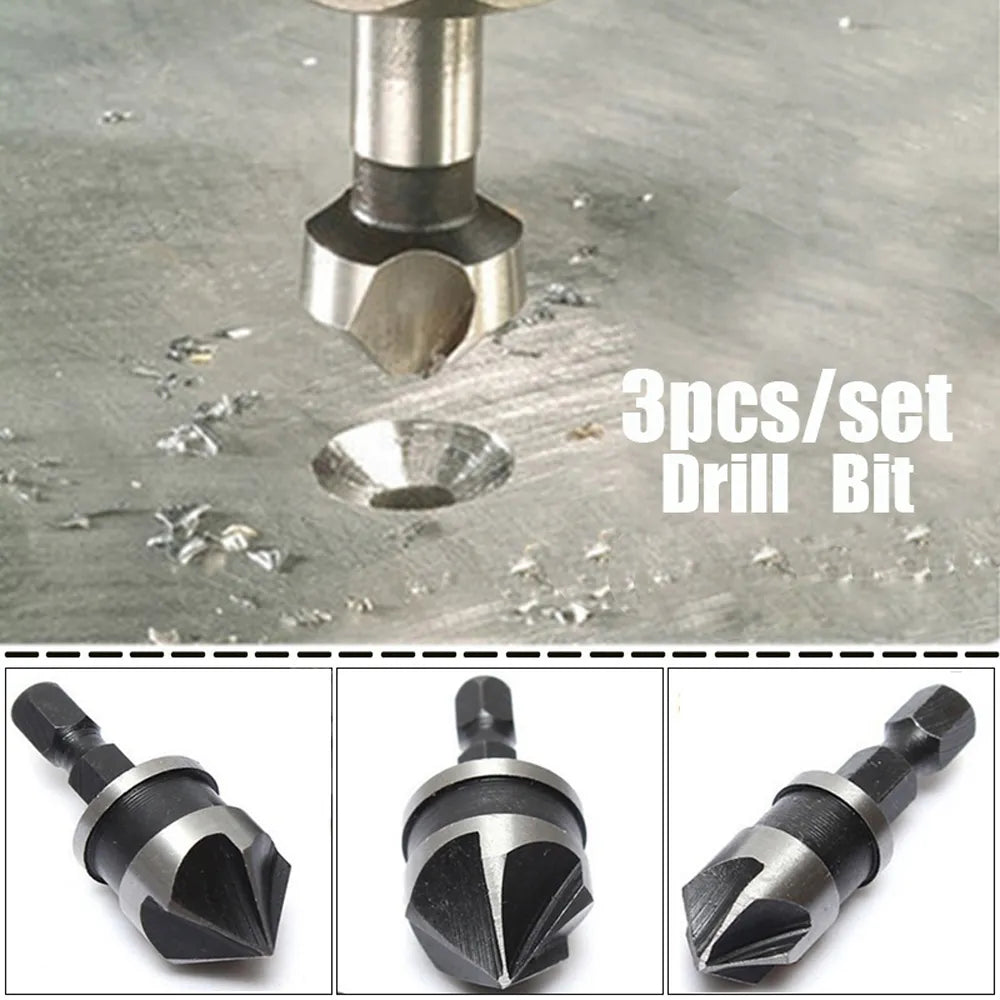 1pc/3pcs Hex Countersink Boring Set for Wood Metal Quick Change Drill Bit Tools