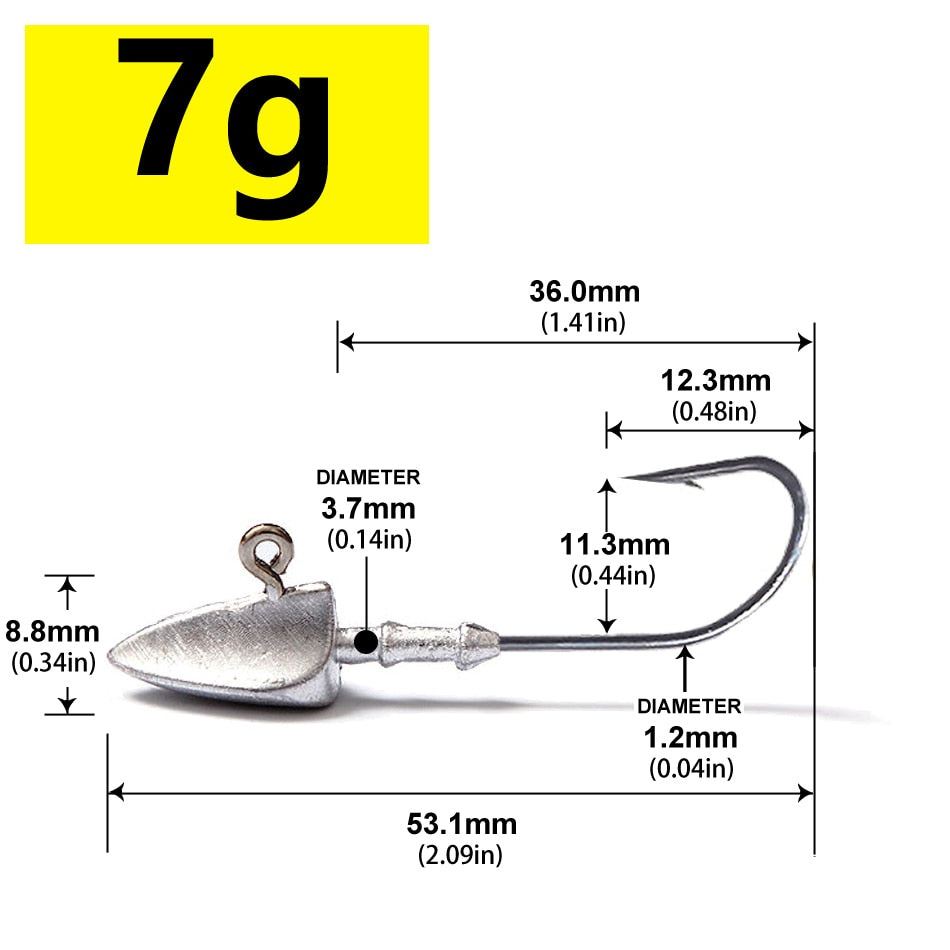 Triangle Head Hooks 3.5g 5g 7g 10g 14g 20g Ship type fishing hook soft worm jig Lure Hook Jig Head Fishing Tackle Hooks