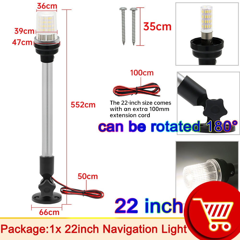 Navigation Light Waterproof Boat LED Light for Yacht Marine Fold Down Navigation Anchor Light 12V Sailing Signal Light 360 Degre