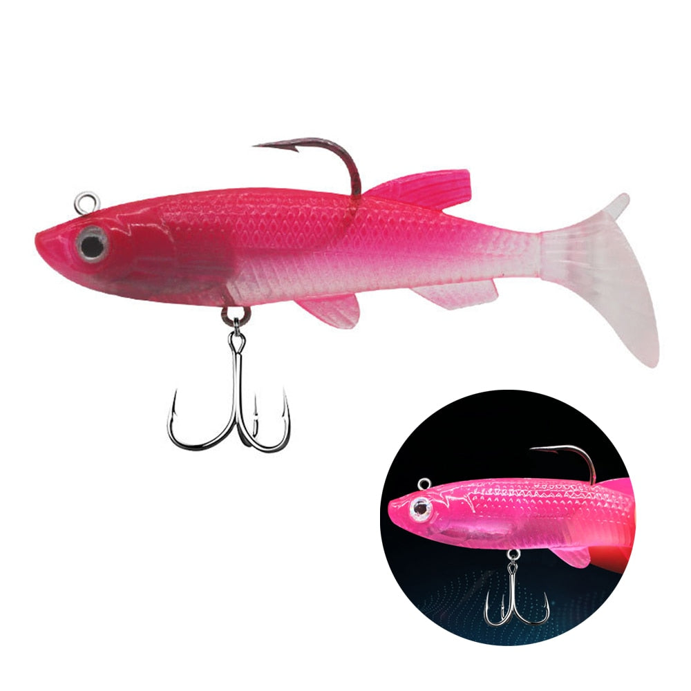 Soft Bait Fishing Lures 80mm/14g 90mm/9.5g Artificial Sinking Swimbait Paddle Tail Jig Head Fishing Tackle Goods for Sea Bass