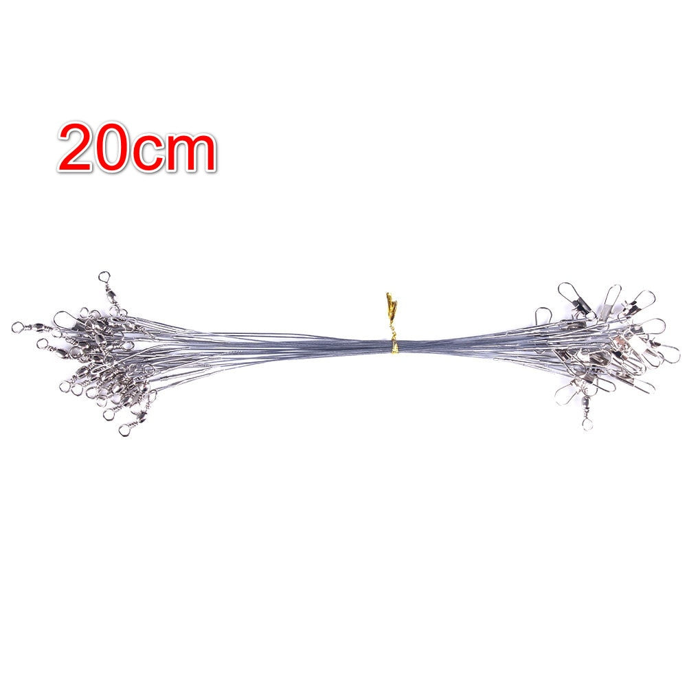 Anti Bite Steel Fishing Line Steel Wire Leader With Swivel Fishing Accessory Lead Core Leash Fishing Wire 15cm 20cm 25cm 30cm