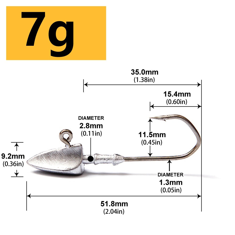 Triangle Head Hooks 3.5g 5g 7g 10g 14g 20g Ship type fishing hook soft worm jig Lure Hook Jig Head Fishing Tackle Hooks