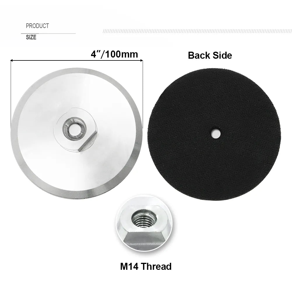 SHDIATOOL 4inch Aluminum Base Backer Pads for Polishing Pads Sanding Discs Abrasive Disc  M14 Thread 100mm Back Pad