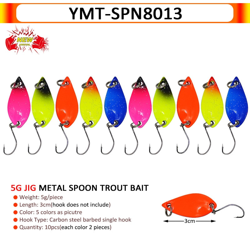 7/9/10Pcs Trout Bait 2.5g/2.6g/3g/3.2g/3.5g/5g Metal Spoon Fishing Lure Wobbler Casting Jigging Tackle Accessories Pesca Chub