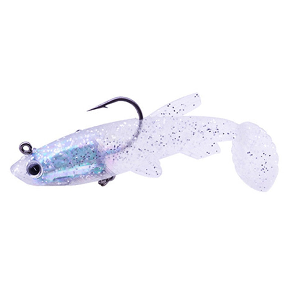 Soft Bait Fishing Lures 80mm/14g 90mm/9.5g Artificial Sinking Swimbait Paddle Tail Jig Head Fishing Tackle Goods for Sea Bass