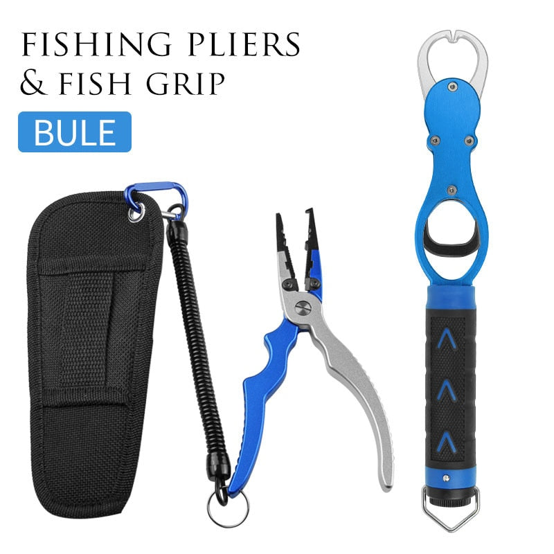 LINNHUE Best Aluminum Alloy Fishing Pliers Grip Set Fishing Tackle Hook Recover Cutter Line Split Ring Fishing Tool Accessories