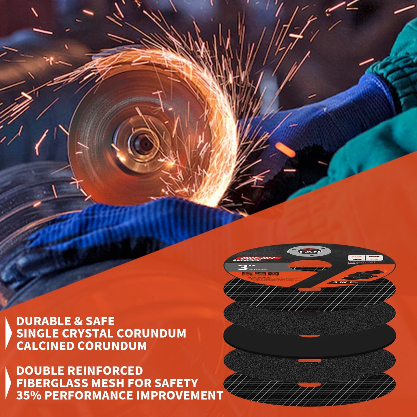 25-pack Metal Cutting Discs 3 Inch 75mm Cut Off Wheels Circle Blades Electric Angle Grinder Accessories with Pouch