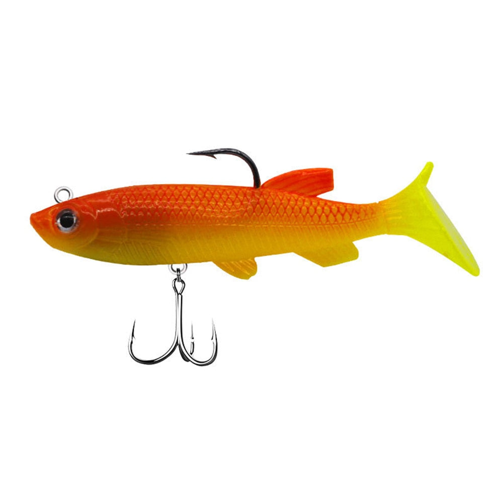 Soft Bait Fishing Lures 80mm/14g 90mm/9.5g Artificial Sinking Swimbait Paddle Tail Jig Head Fishing Tackle Goods for Sea Bass