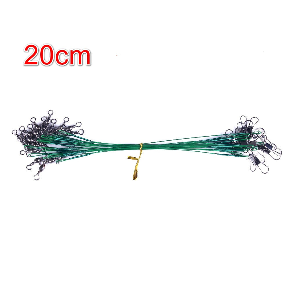 Anti Bite Steel Fishing Line Steel Wire Leader With Swivel Fishing Accessory Lead Core Leash Fishing Wire 15cm 20cm 25cm 30cm