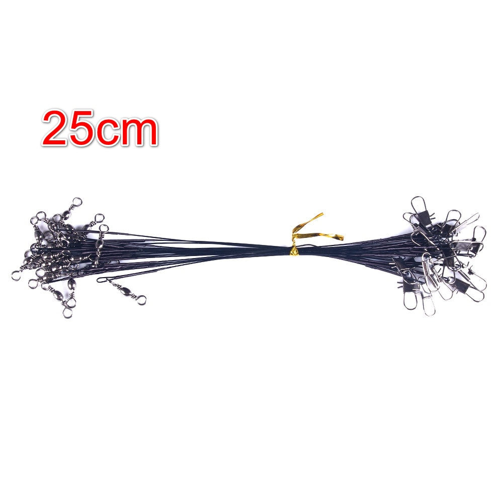 Anti Bite Steel Fishing Line Steel Wire Leader With Swivel Fishing Accessory Lead Core Leash Fishing Wire 15cm 20cm 25cm 30cm