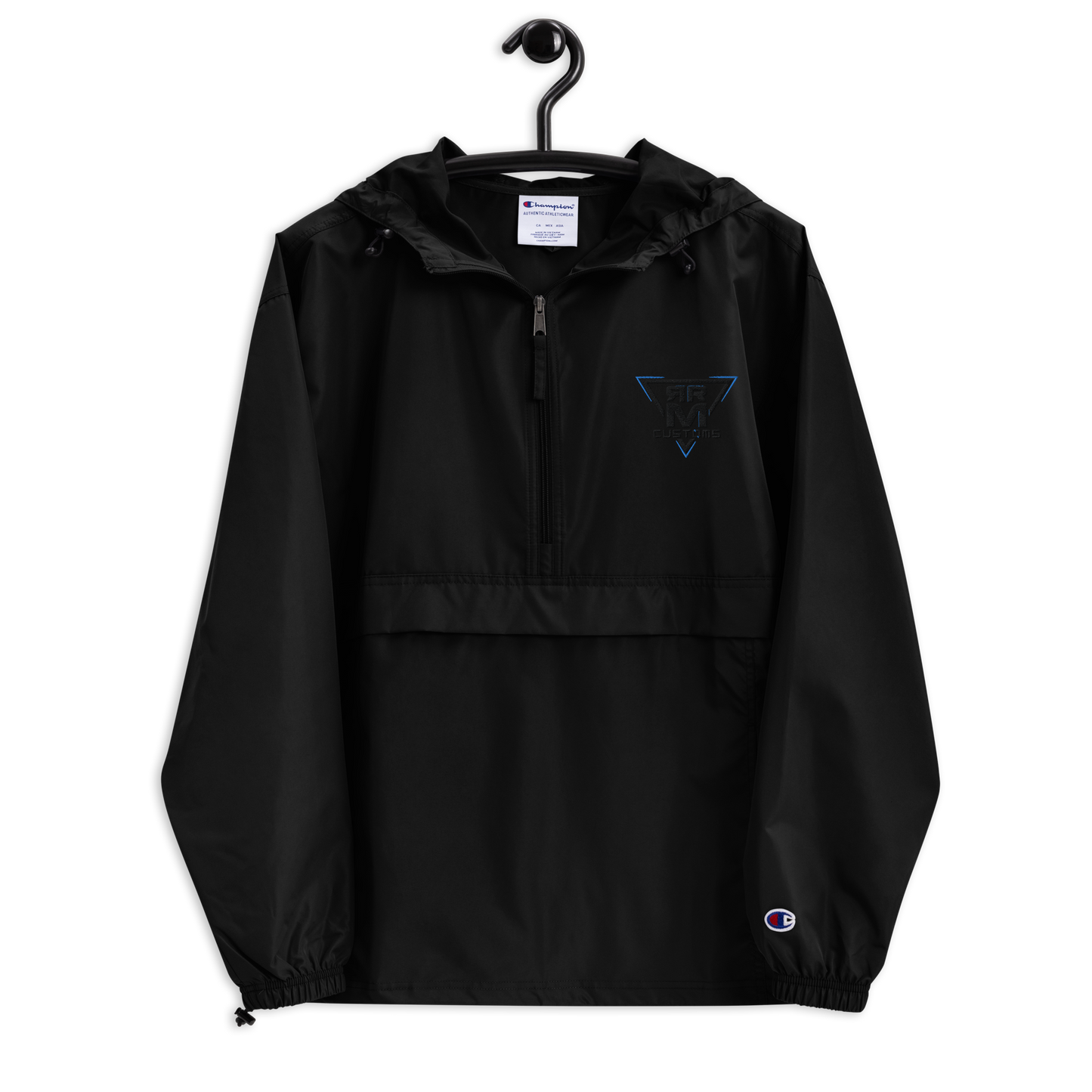 Black Embroidered Champion Packable Jacket