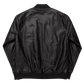 Black Embroidered Leather Bomber Jacket