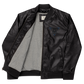 Black Embroidered Leather Bomber Jacket