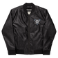 White Embroidered Leather Bomber Jacket