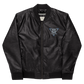 Gray Embroidered Leather Bomber Jacket