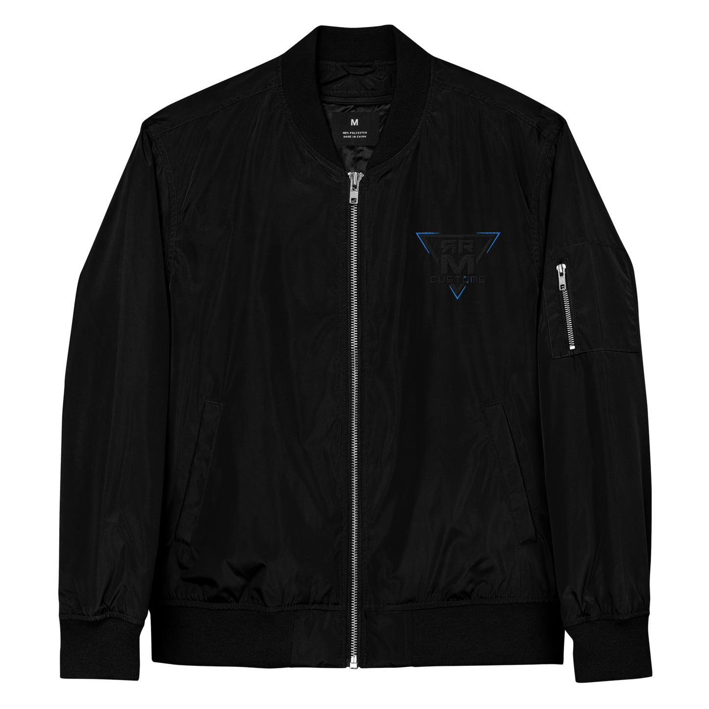 Black Embroidered Premium Recycled Bomber Jacket