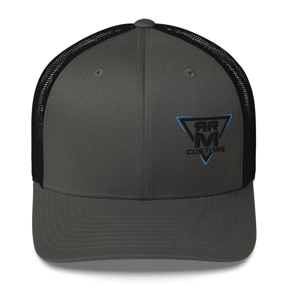 Black Embroidered Trucker Hat Meshed Back