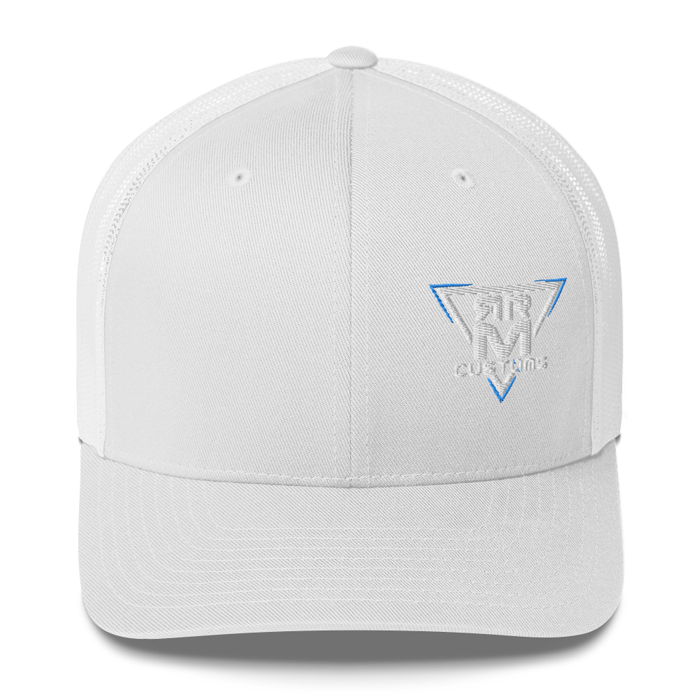 White Embroidered Trucker Hat Meshed Back