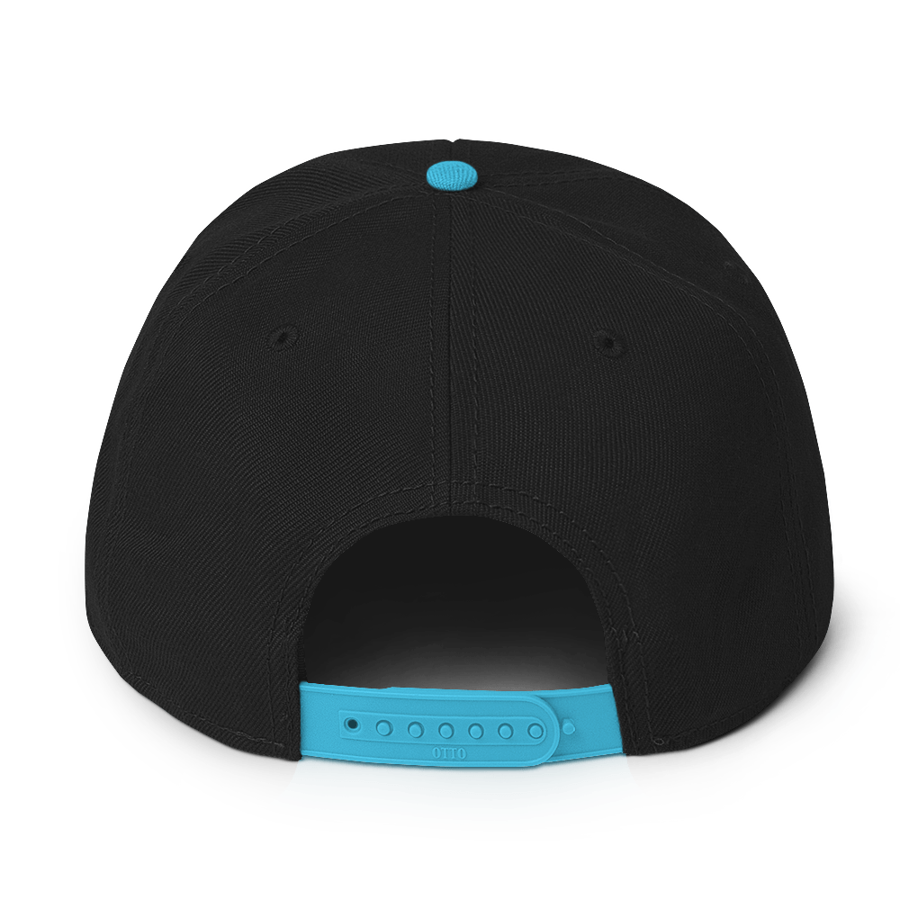 Black Embroidered Flat Snapback Hat