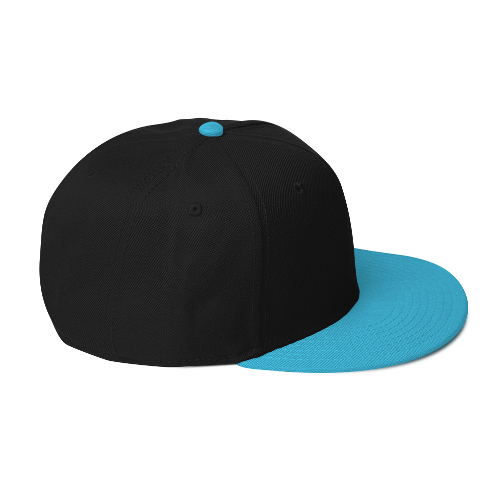 Black Embroidered Flat Snapback Hat