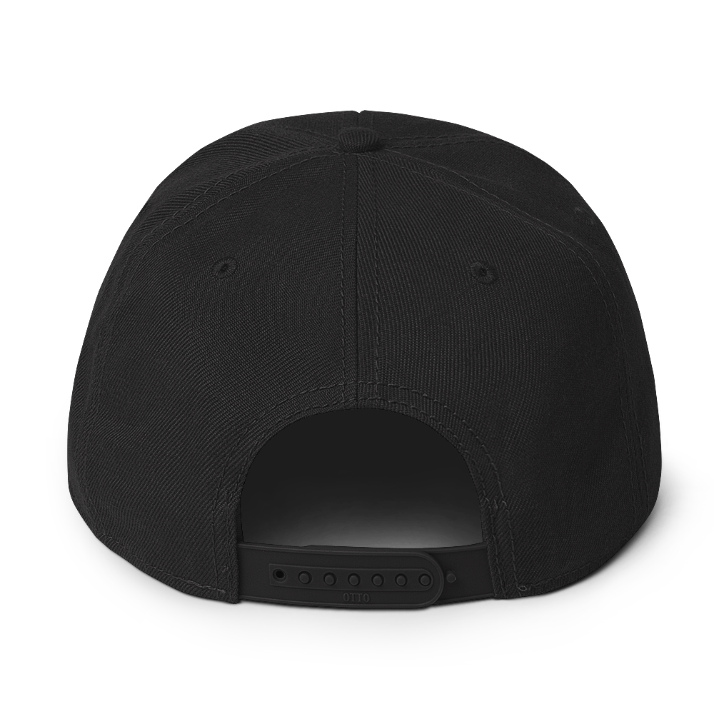 Gray Embroidered Flat Snapback Hat