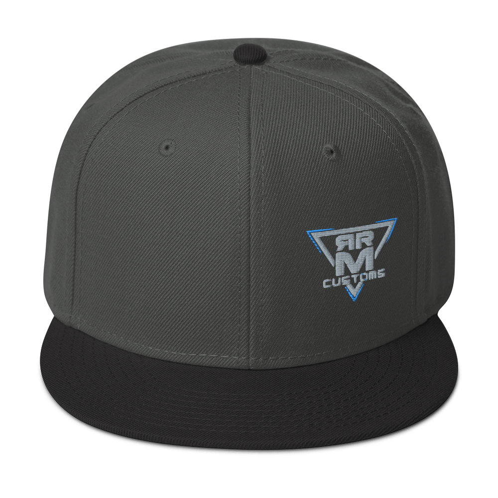 Gray Embroidered Flat Snapback Hat