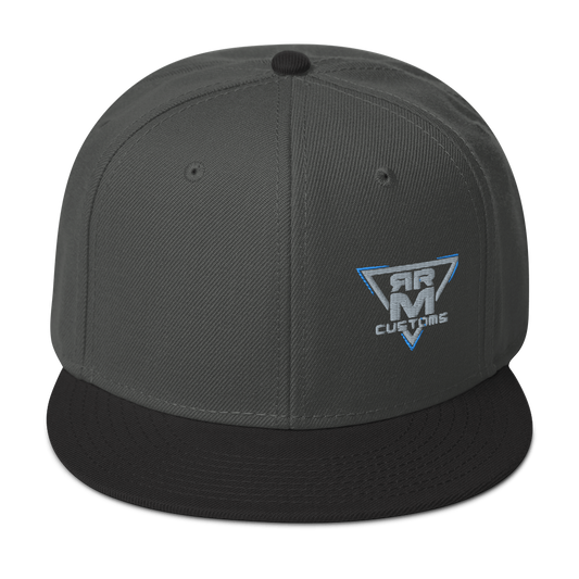 Gray Embroidered Flat Snapback Hat