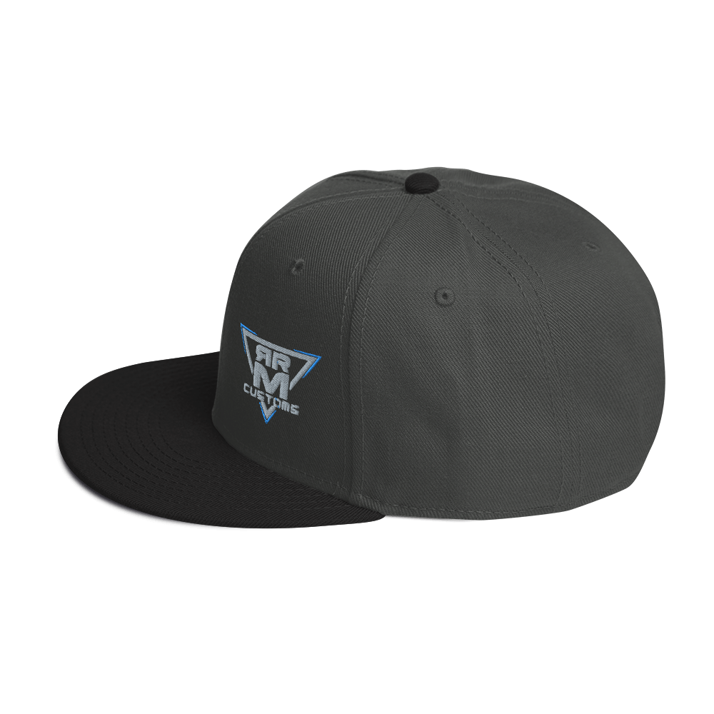 Gray Embroidered Flat Snapback Hat