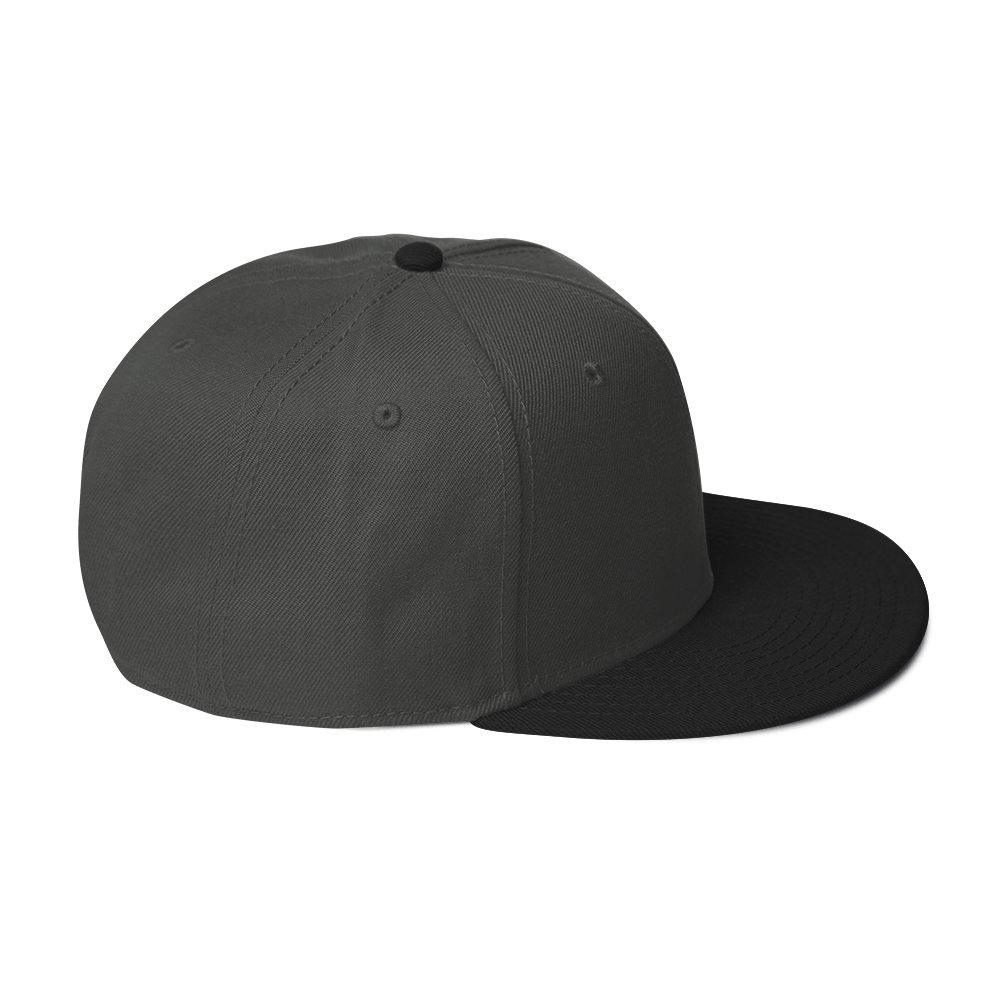 Gray Embroidered Flat Snapback Hat