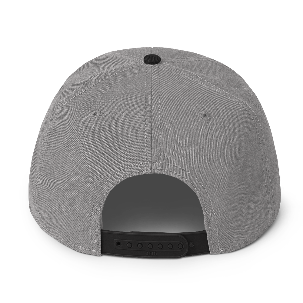 Gray Embroidered Flat Snapback Hat