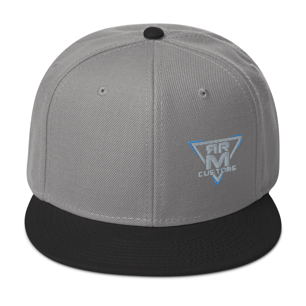 Gray Embroidered Flat Snapback Hat