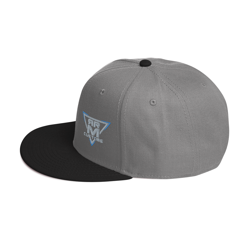 Gray Embroidered Flat Snapback Hat