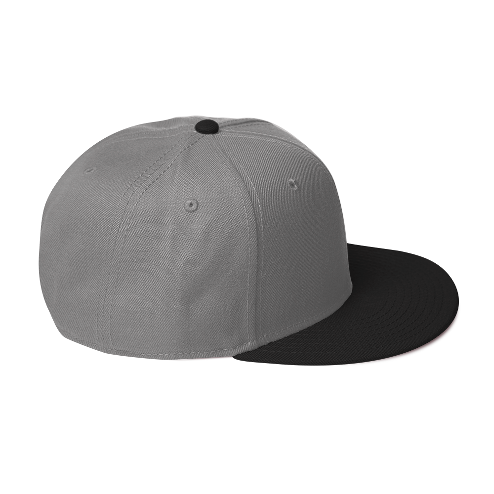 White Embroidered Flat Snapback Hat