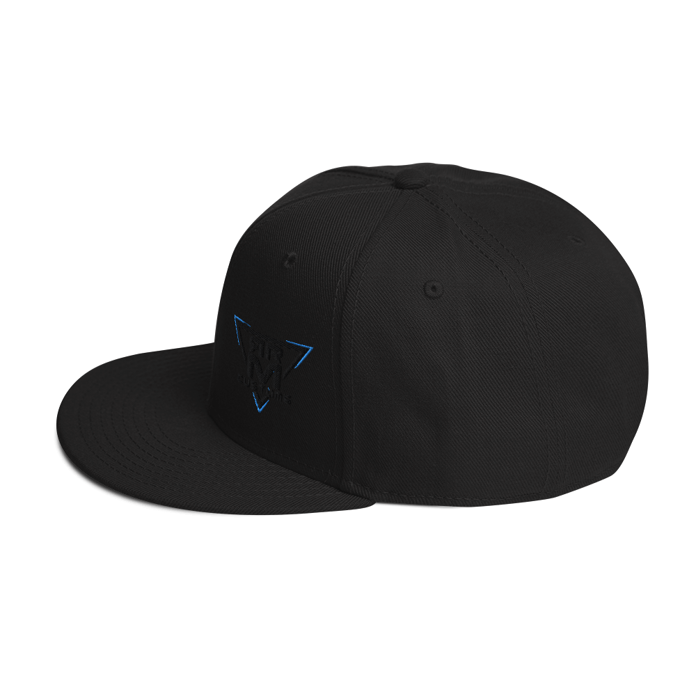 Black Embroidered Flat Snapback Hat