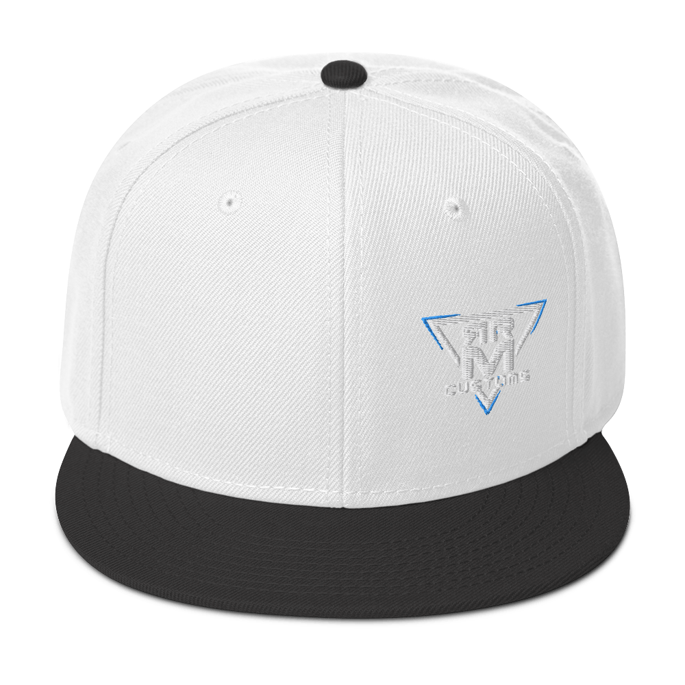 White Embroidered Flat Snapback Hat