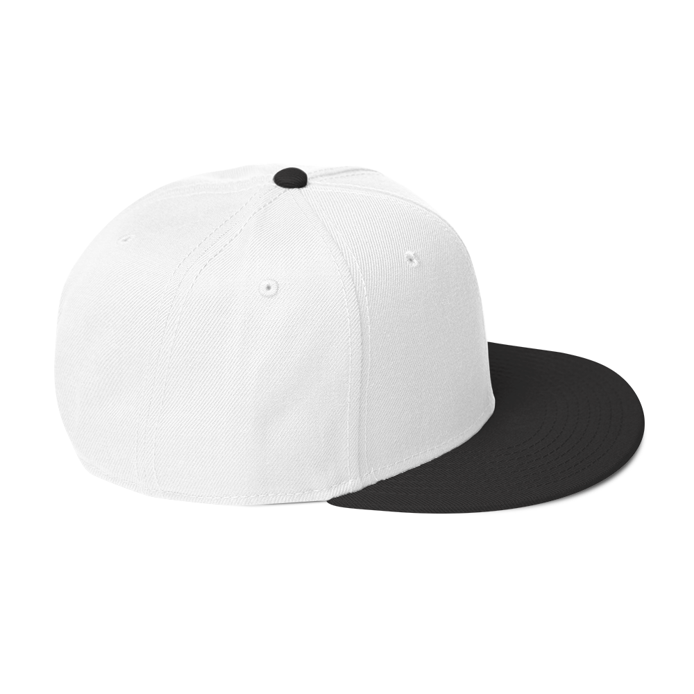 White Embroidered Flat Snapback Hat