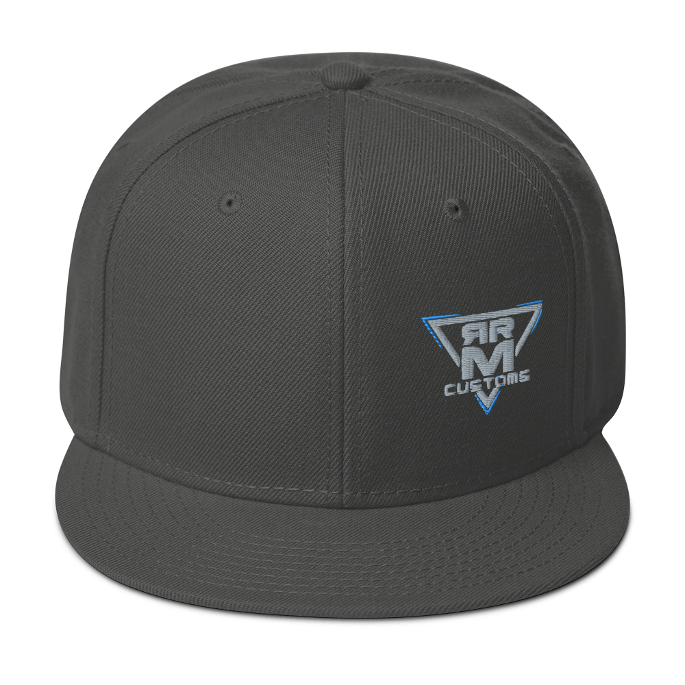 Gray Embroidered Flat Snapback Hat