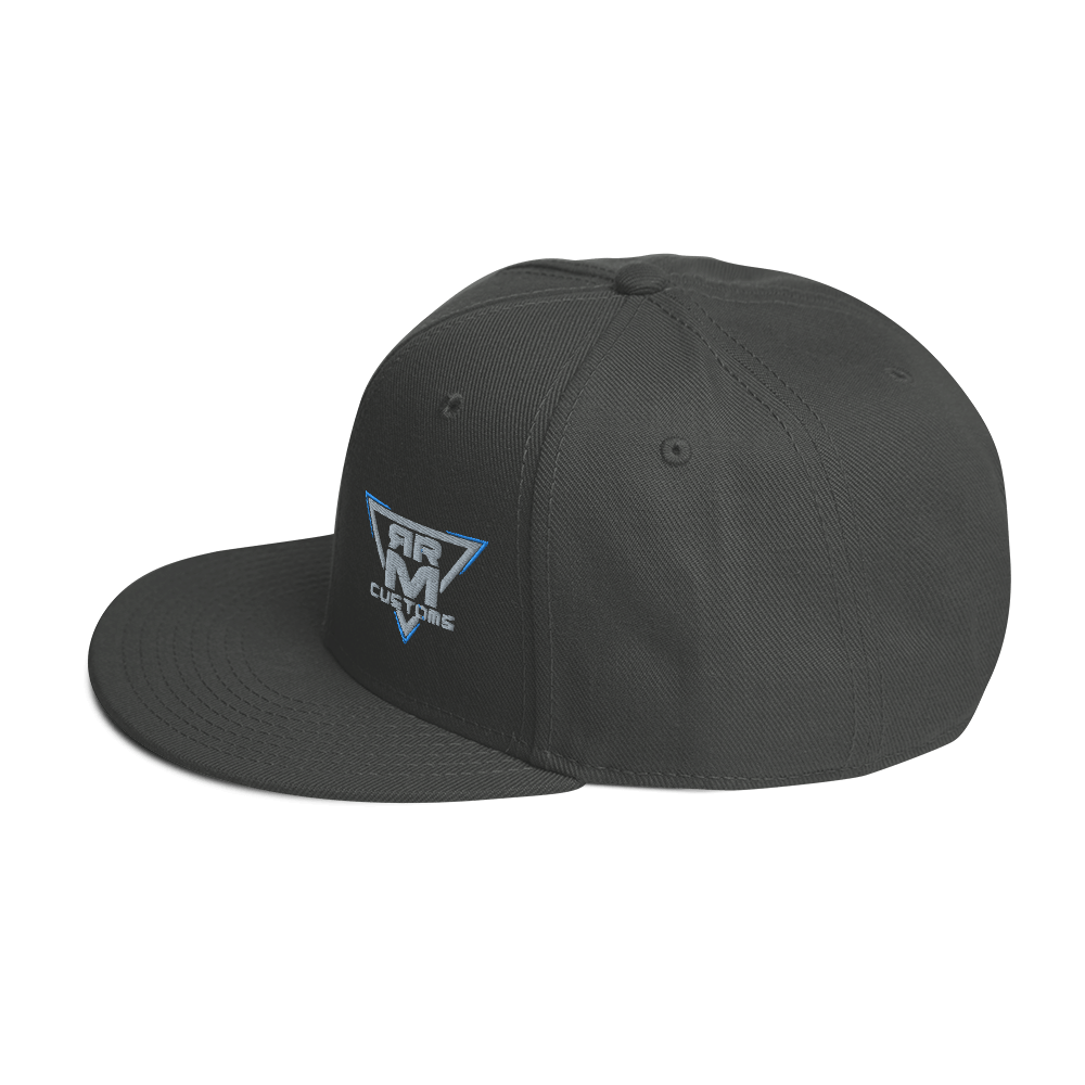 Gray Embroidered Flat Snapback Hat