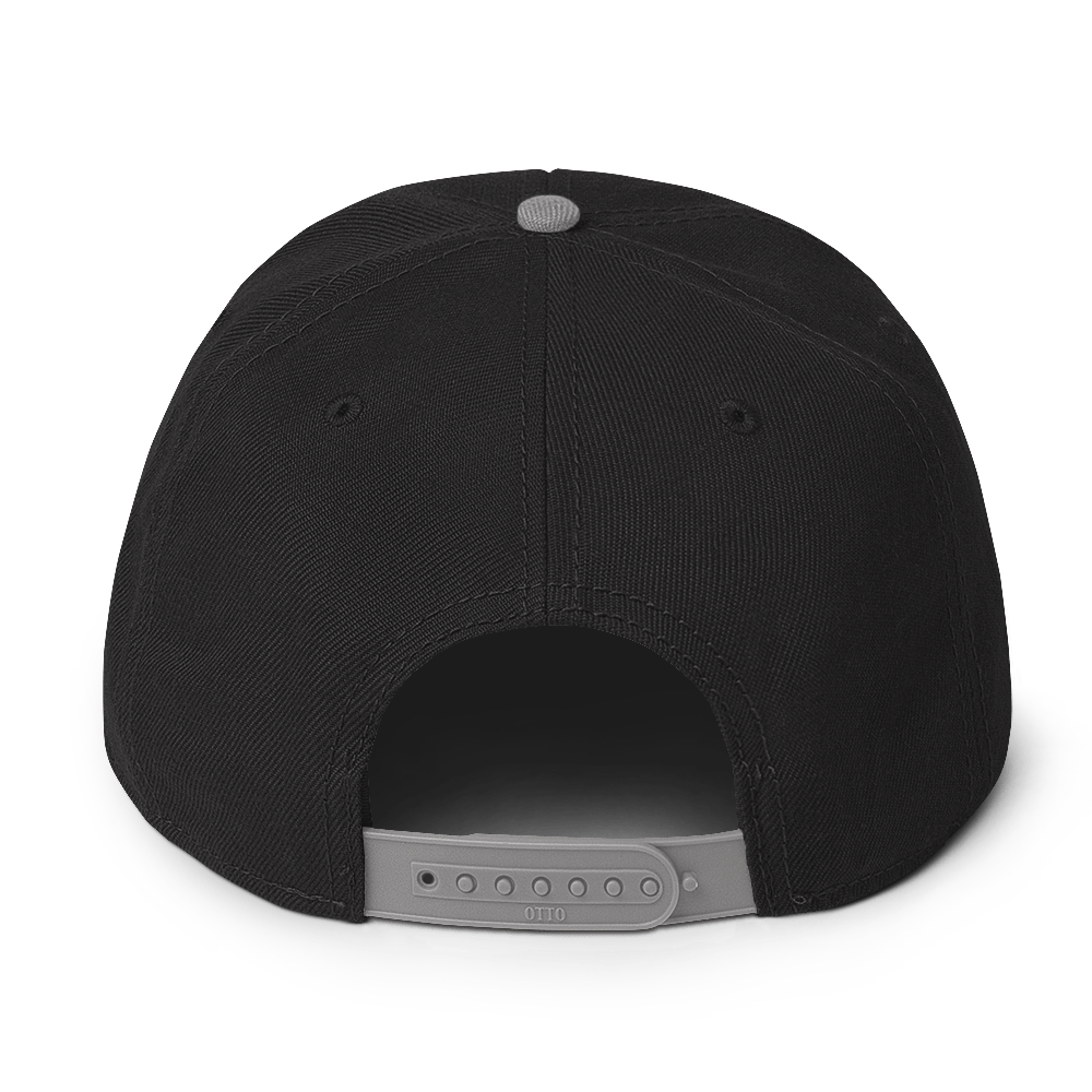 Gray Embroidered Flat Snapback Hat