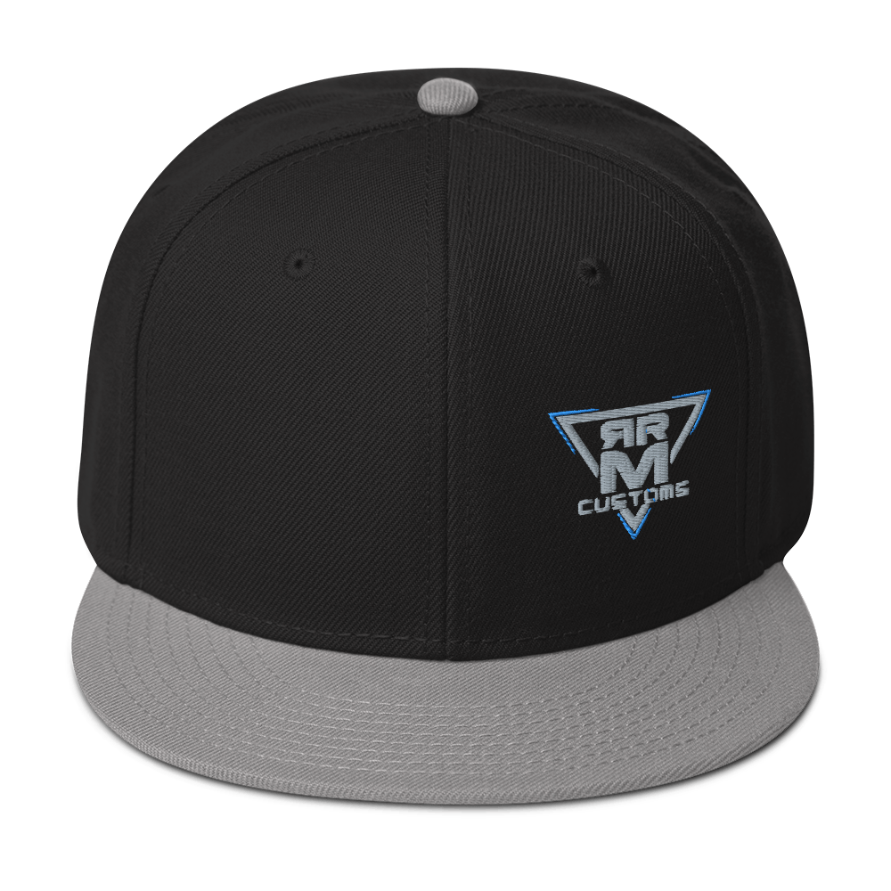 Gray Embroidered Flat Snapback Hat