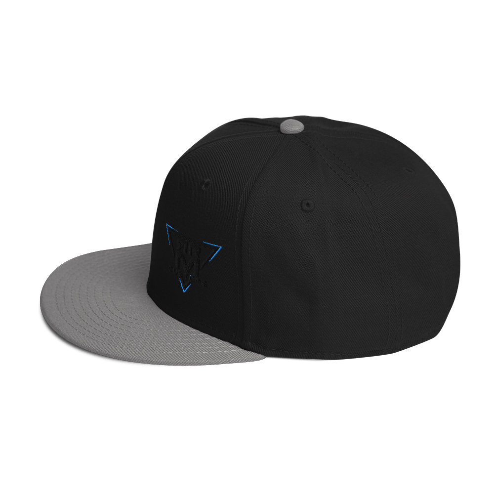 Black Embroidered Flat Snapback Hat