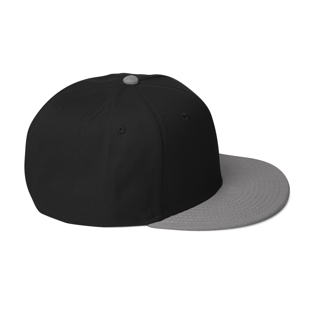 Gray Embroidered Flat Snapback Hat