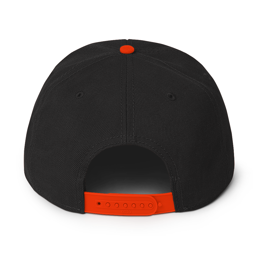 Black Embroidered Flat Snapback Hat