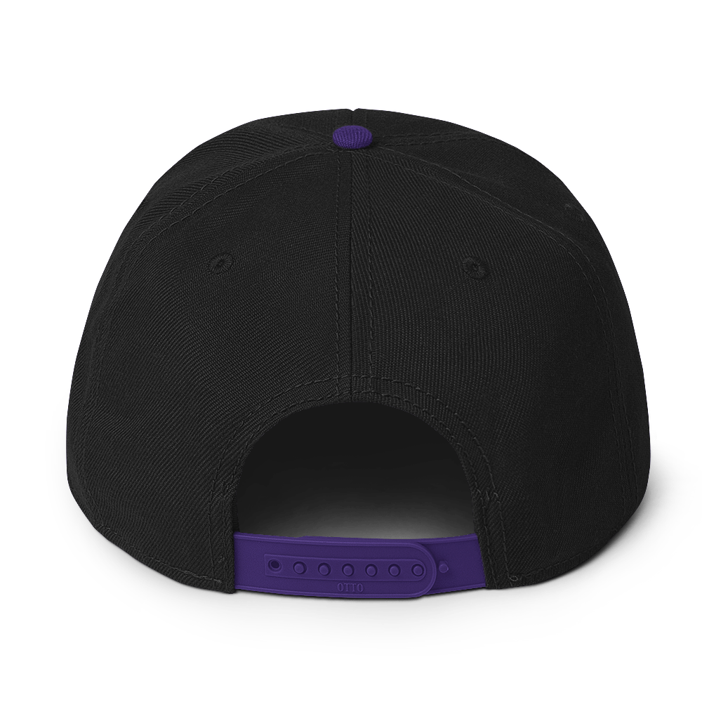 Black Embroidered Flat Snapback Hat