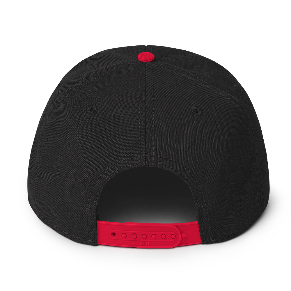 Black Embroidered Flat Snapback Hat