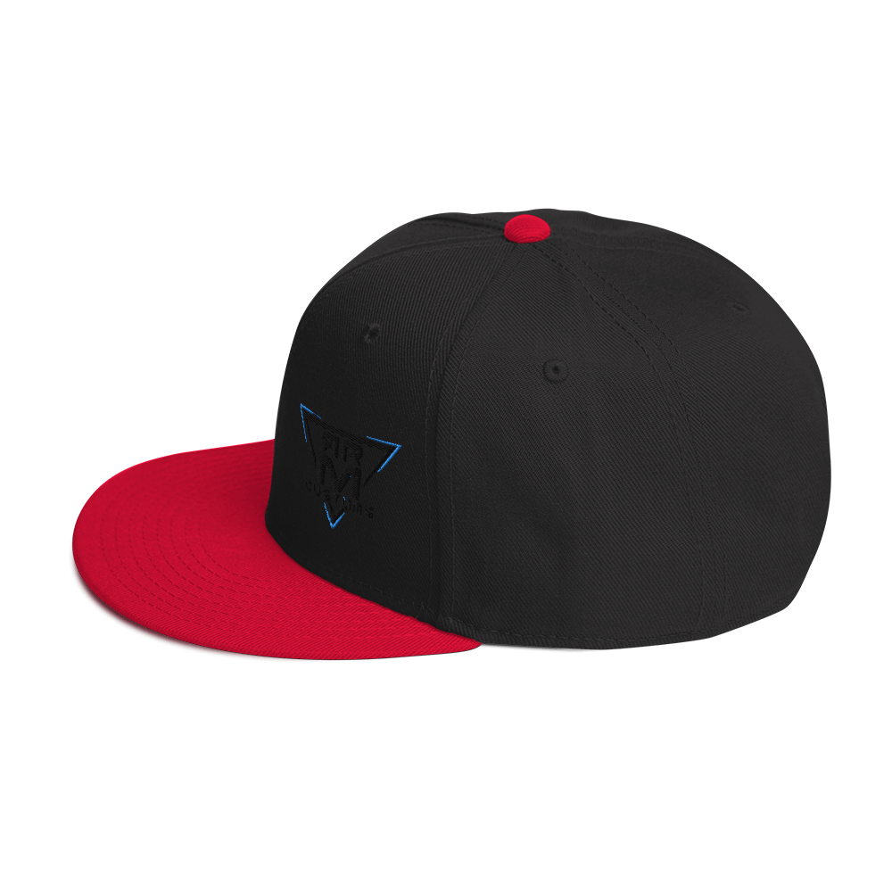 Black Embroidered Flat Snapback Hat