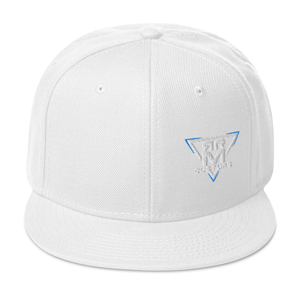 White Embroidered Flat Snapback Hat