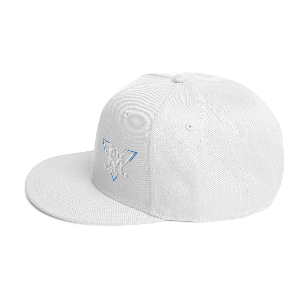 White Embroidered Flat Snapback Hat